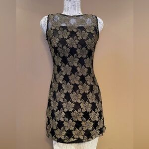 Rimini vintage gold and black mini dress
